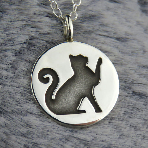 Skye Cats (pawing) silver pendant necklace