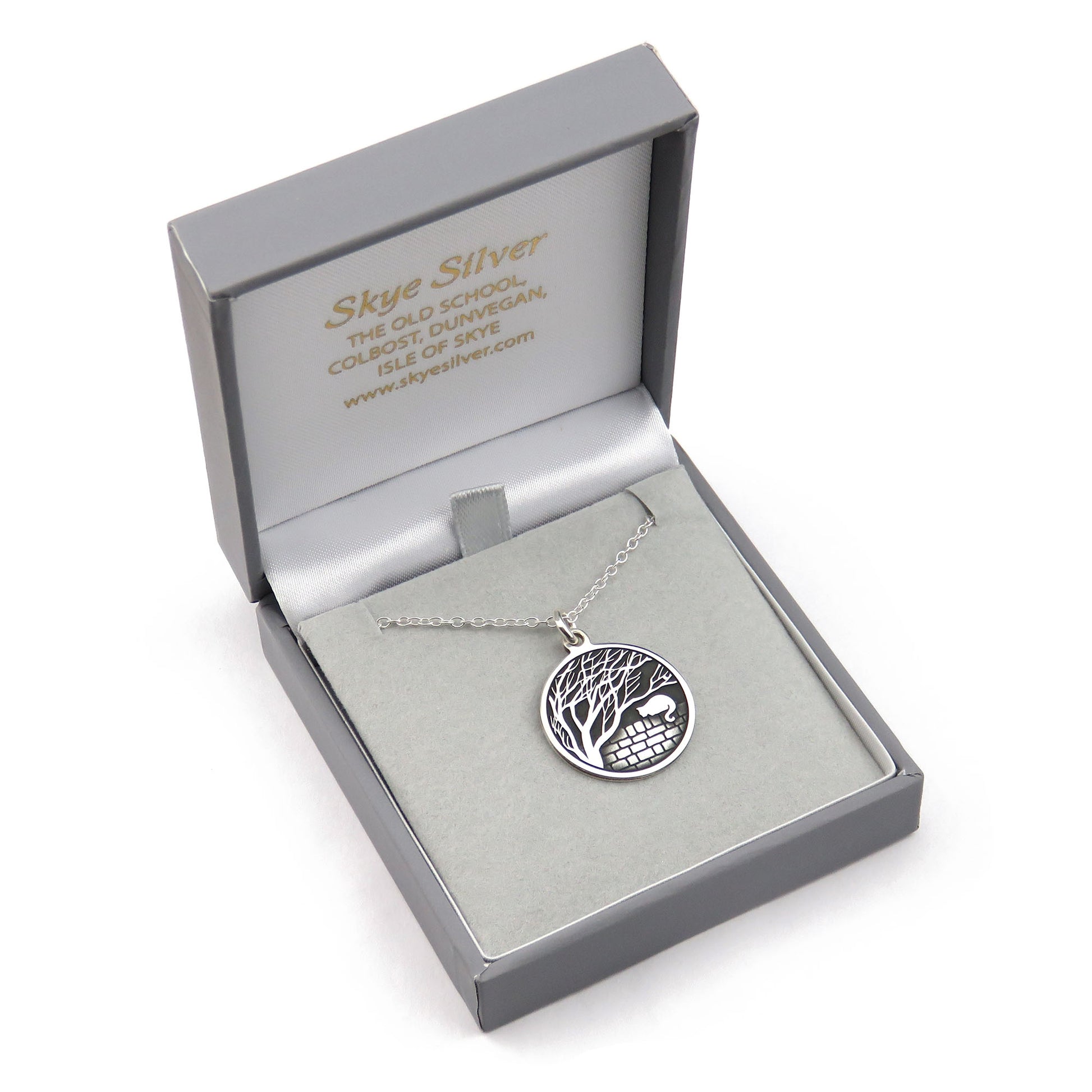 The Cat in the Moonlight silver pendant necklace