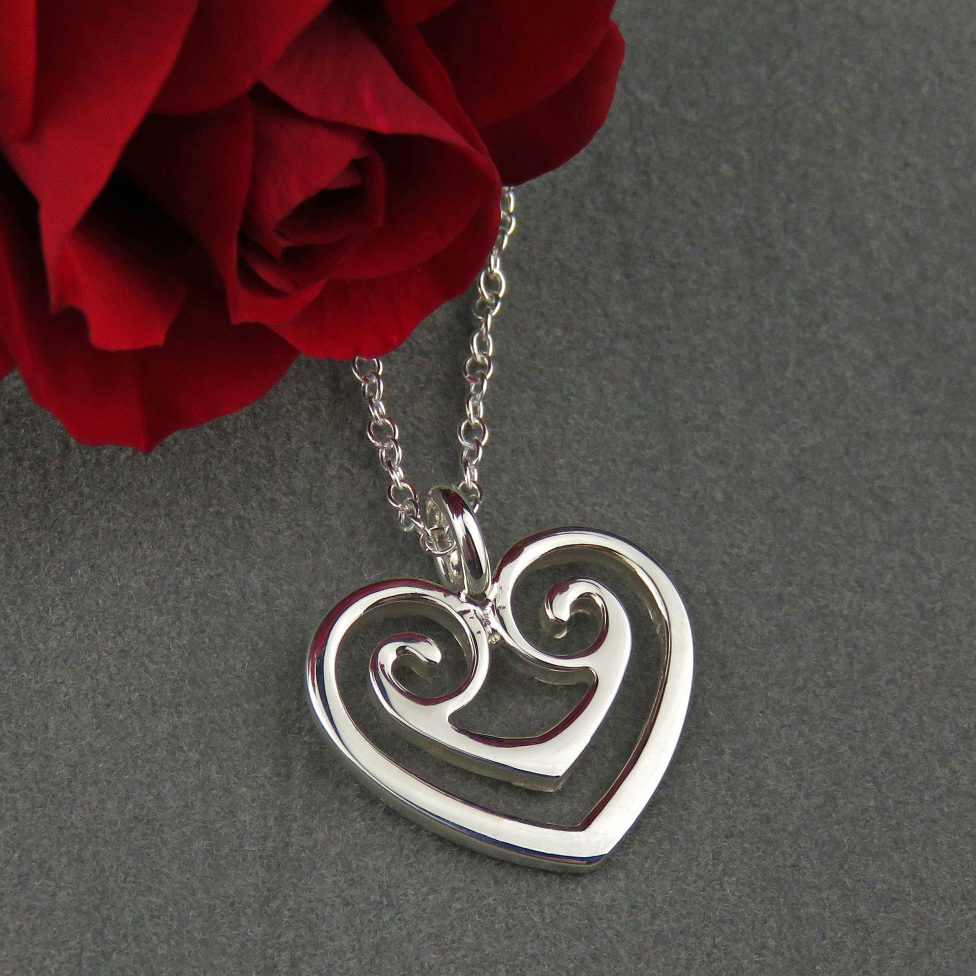 Two Hearts as One silver pendant necklace