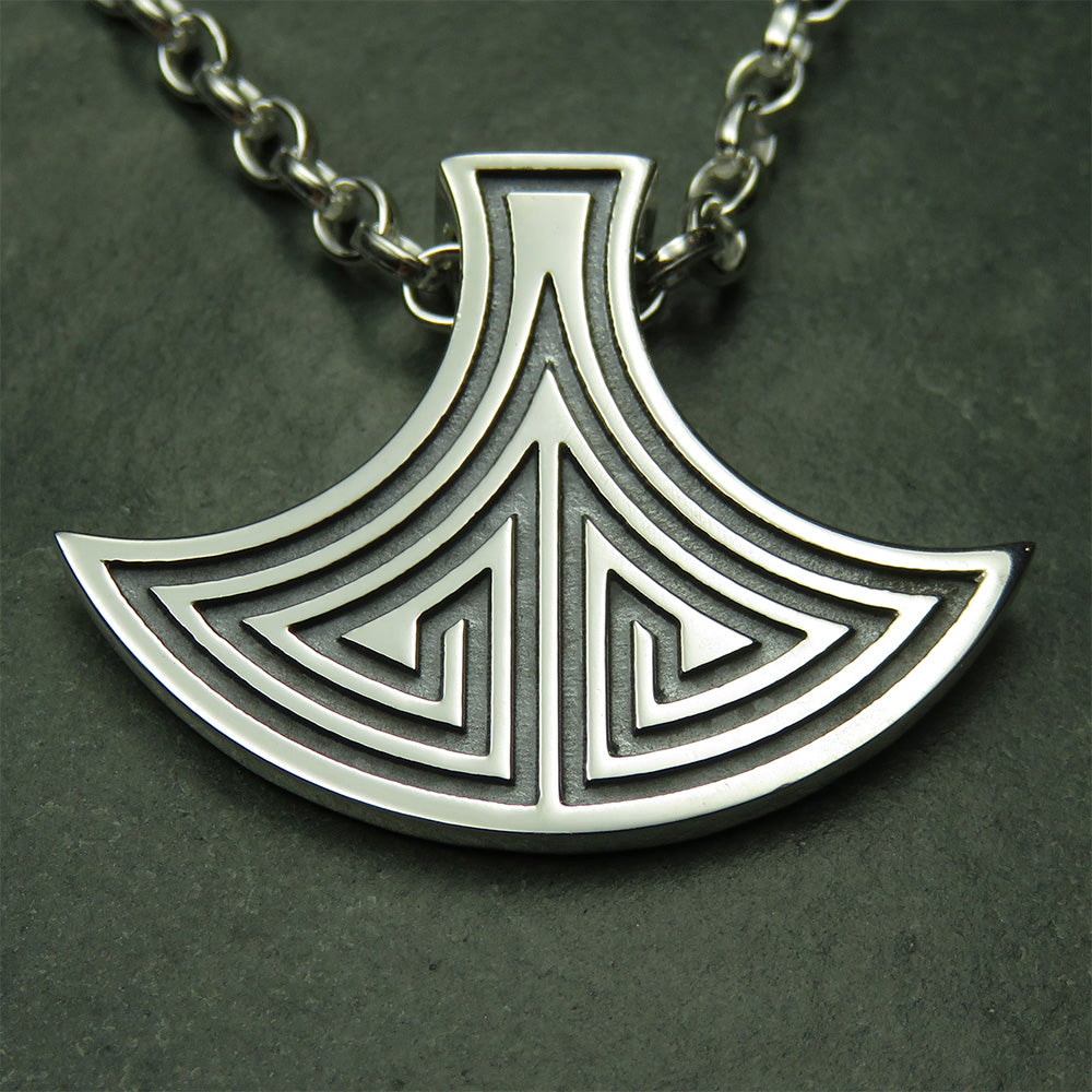 Viking Axehead silver pendant necklace