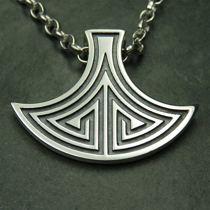 Viking Axehead silver pendant necklace