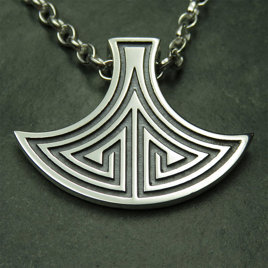 Viking Axehead silver pendant necklace