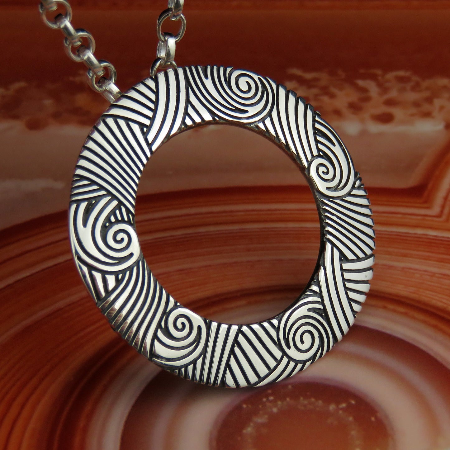 Waterfall silver pendant necklace